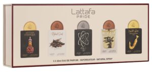 LATTAFA PRIDE PERFUME SET 20ML (Artisan Ethnique, Natural Oud, Tharwah Silver, Eternal Oud, Ishq Al Shayukh Gold)
